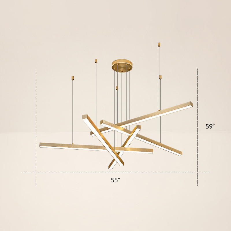 Adjustable Line Art Pendant Lamp: Minimalist Metal Led Chandelier For Bedroom Ceiling 5 / Gold Warm