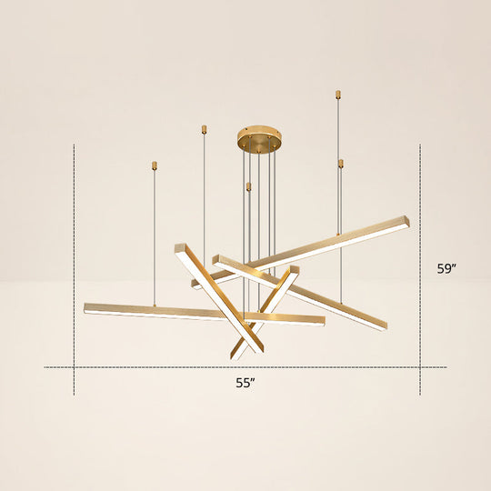 Adjustable Line Art Pendant Lamp: Minimalist Metal Led Chandelier For Bedroom Ceiling 5 / Gold Warm
