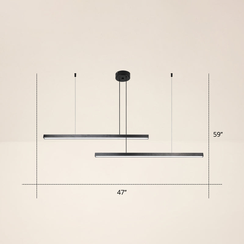 Adjustable Metal Line Art Led Pendant Lamp For Minimalist Bedroom Ceiling 2 / Black Warm
