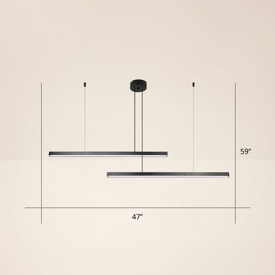 Adjustable Metal Line Art Led Pendant Lamp For Minimalist Bedroom Ceiling 2 / Black White