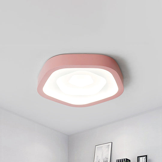 Nordic Style Led Flush Mount Bedroom Ceiling Light With Rose Shade - Perfect For Kids Pink /