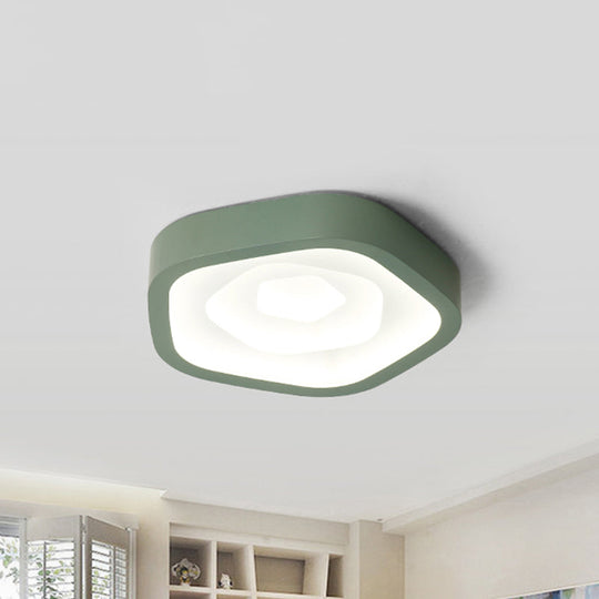 Nordic Style Led Flush Mount Bedroom Ceiling Light With Rose Shade - Perfect For Kids Green /