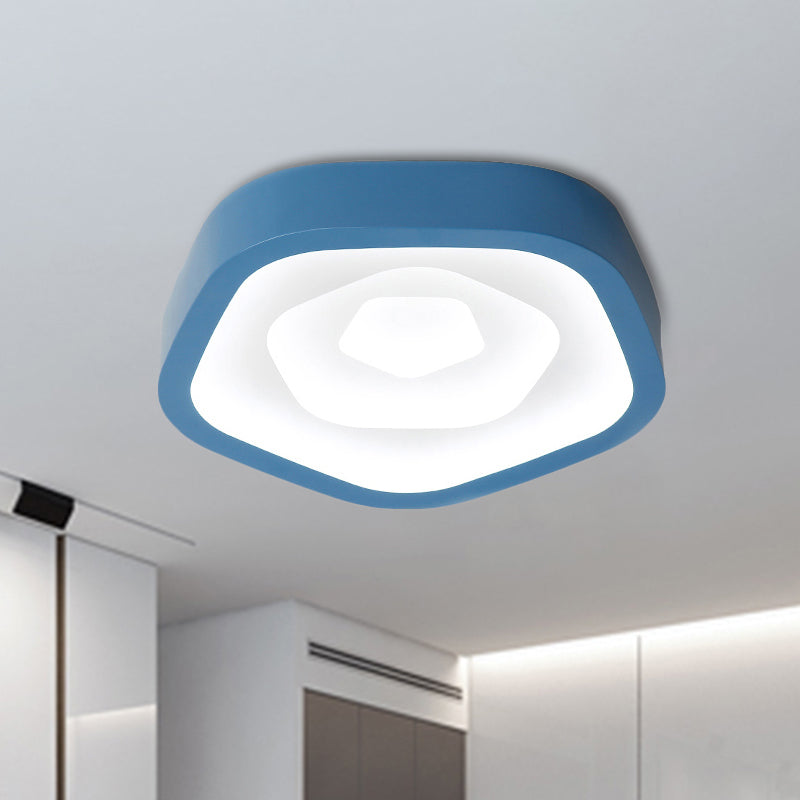 Nordic Style Led Flush Mount Bedroom Ceiling Light With Rose Shade - Perfect For Kids