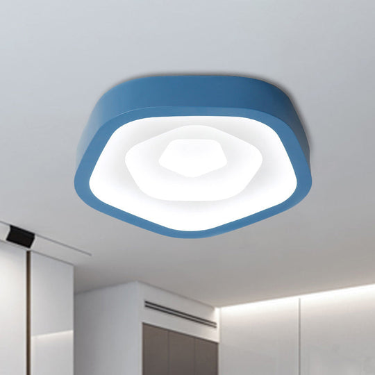 Nordic Style Led Flush Mount Bedroom Ceiling Light With Rose Shade - Perfect For Kids