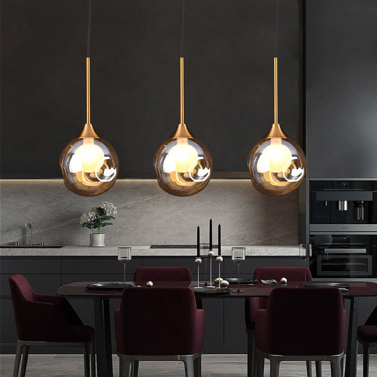 Minimalist Glass Pendant With 3-Head Down Lighting: Ideal For Dining Room And Multiple Hanging