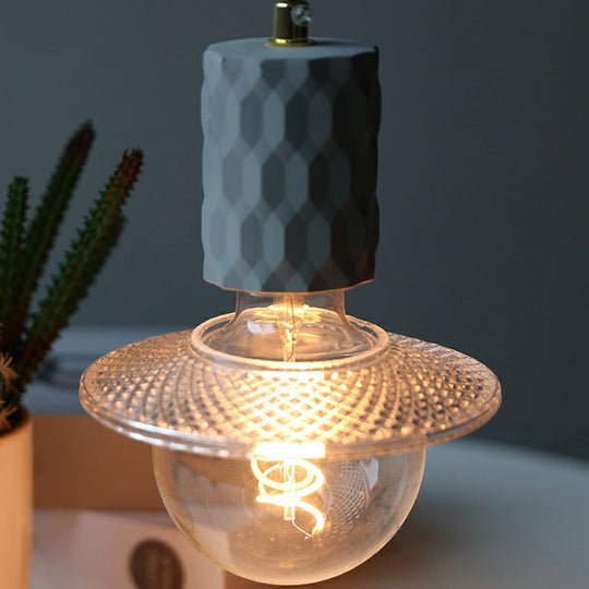 Bare Bulb Hanging Light Fixture - Minimalist Cement 1-Light Black Pendant For Restaurants