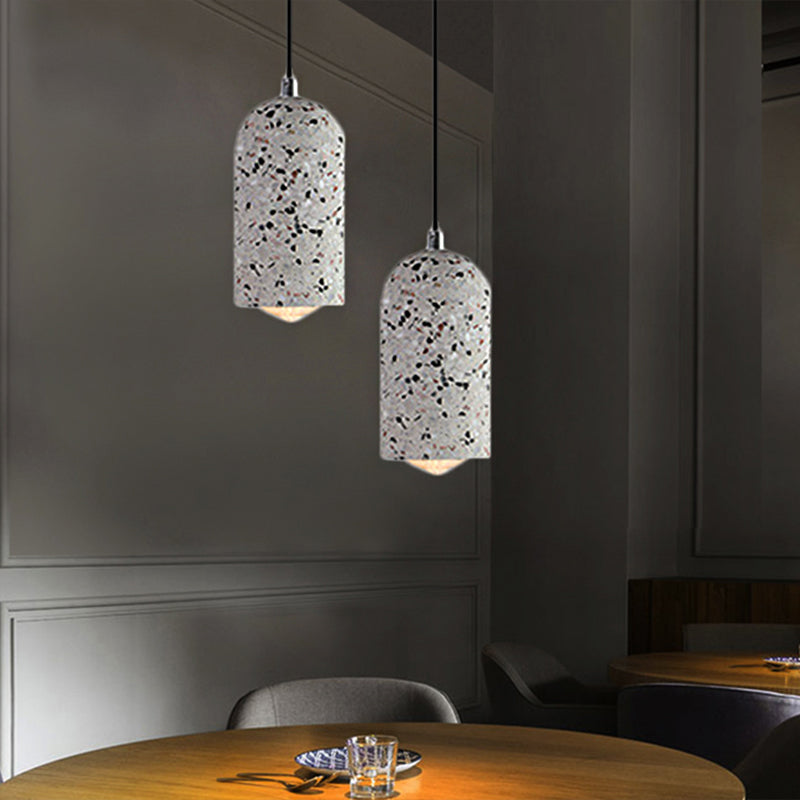 Cement Designer Cylinder Pendant Light Fixture - White/Red/Blue Dining Room Hanging Lamp White