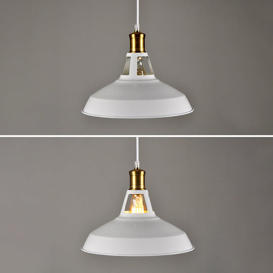 Iron Hanging Pendant Light Fixture For Restaurants - Single Ceiling Pot Cover Lamp White / 10.5