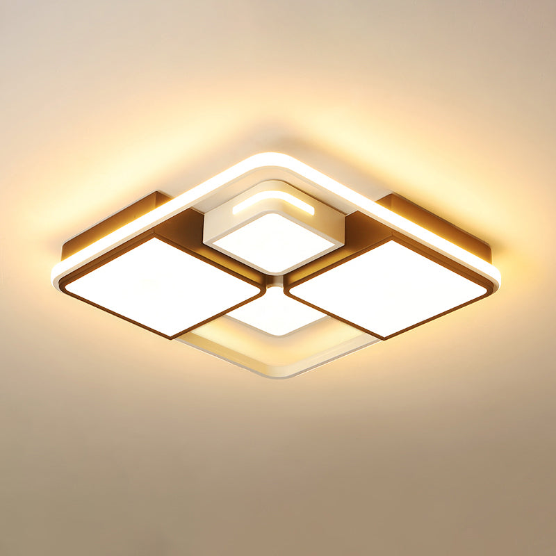 Contemporary Acrylic Led Ceiling Light For Living Room In Black-White White / 19.5 Warm
