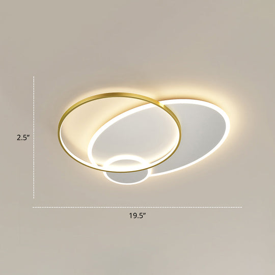 Bedroom Brilliance In A Stack: Minimalistic Led Metal Flush Mount Ceiling Ligh White-Gold / 19.5’