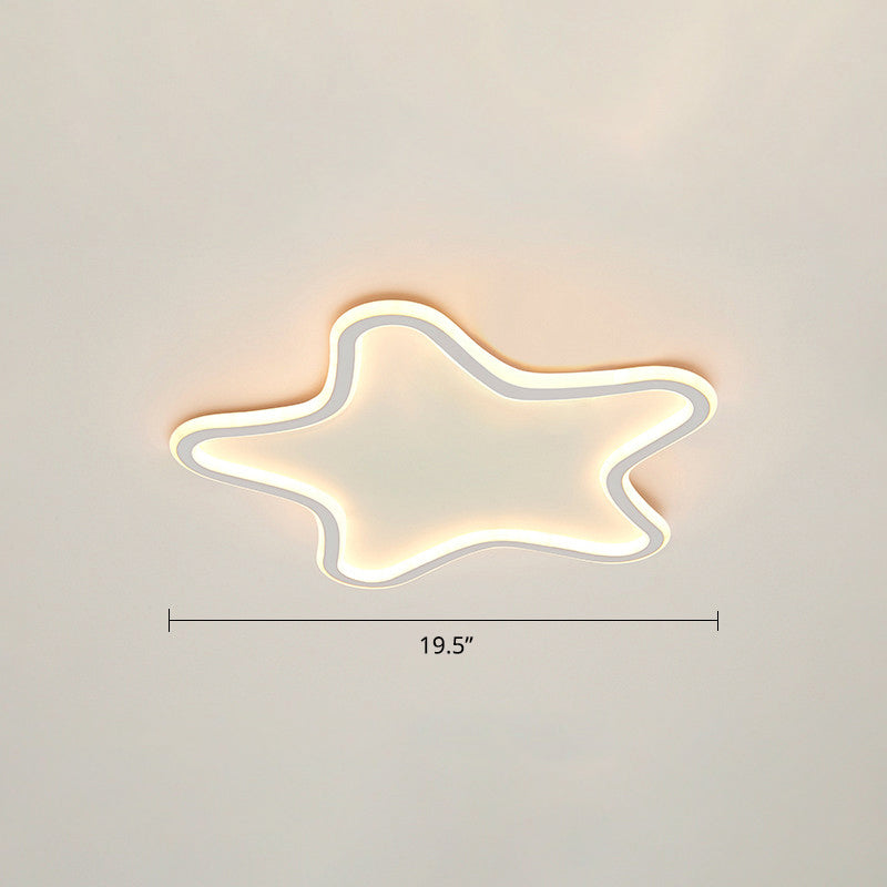 Kids Cartoon Star Led Ceiling Light – Creative Aluminum Flush Mount For Children’s Bedroom -