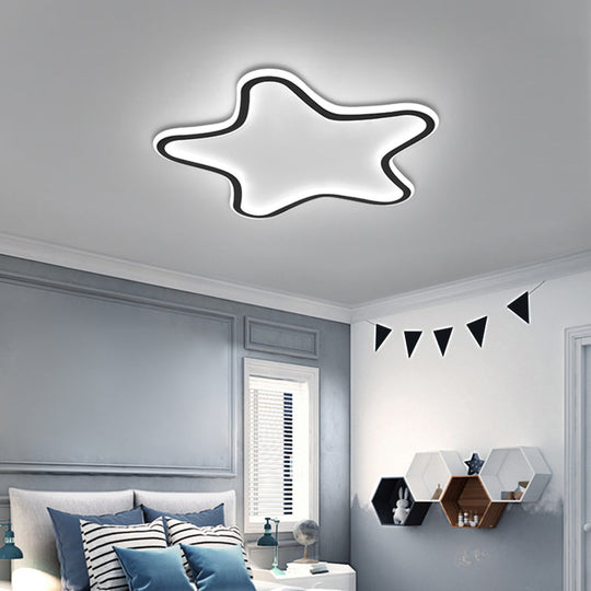 Kids Cartoon Star Led Ceiling Light – Creative Aluminum Flush Mount For Children’s Bedroom -