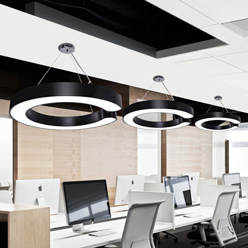 C-Shaped Hanging Led Pendant Lamp In Multiple Sizes & Finishes – Ideal For Minimalist Décor