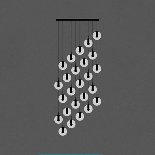 Black Globe Pendant Light Fixture With Cream Glass - Perfect For Stairs And Multiple Hanging Lights