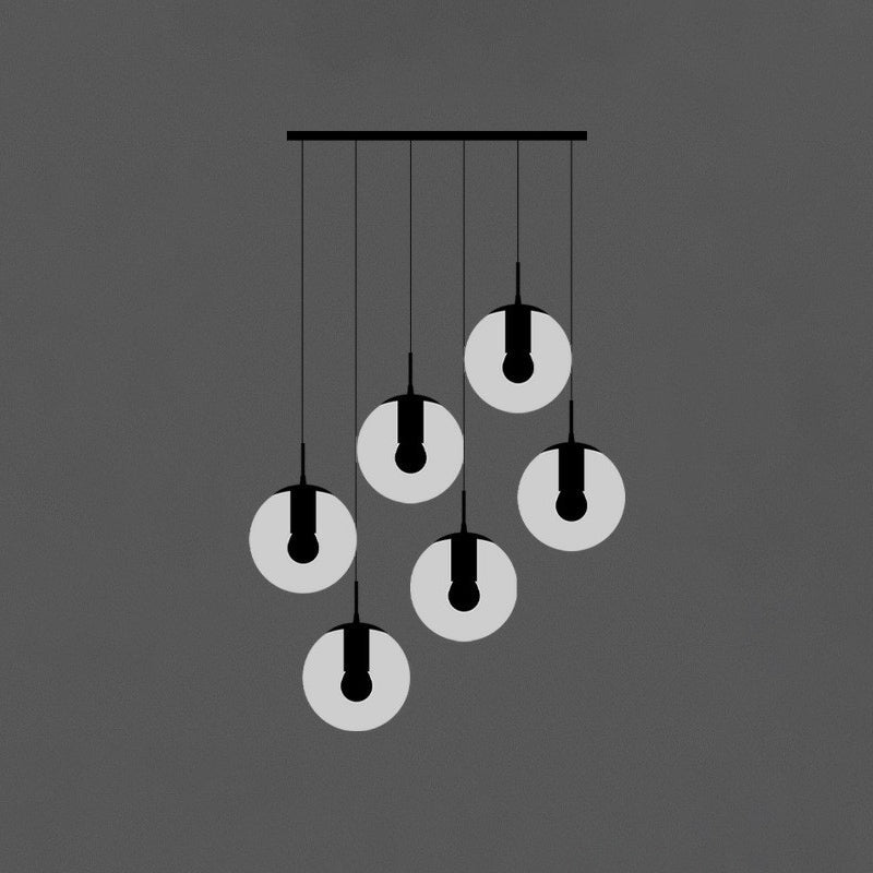 Black Globe Pendant Light Fixture With Cream Glass - Perfect For Stairs And Multiple Hanging Lights