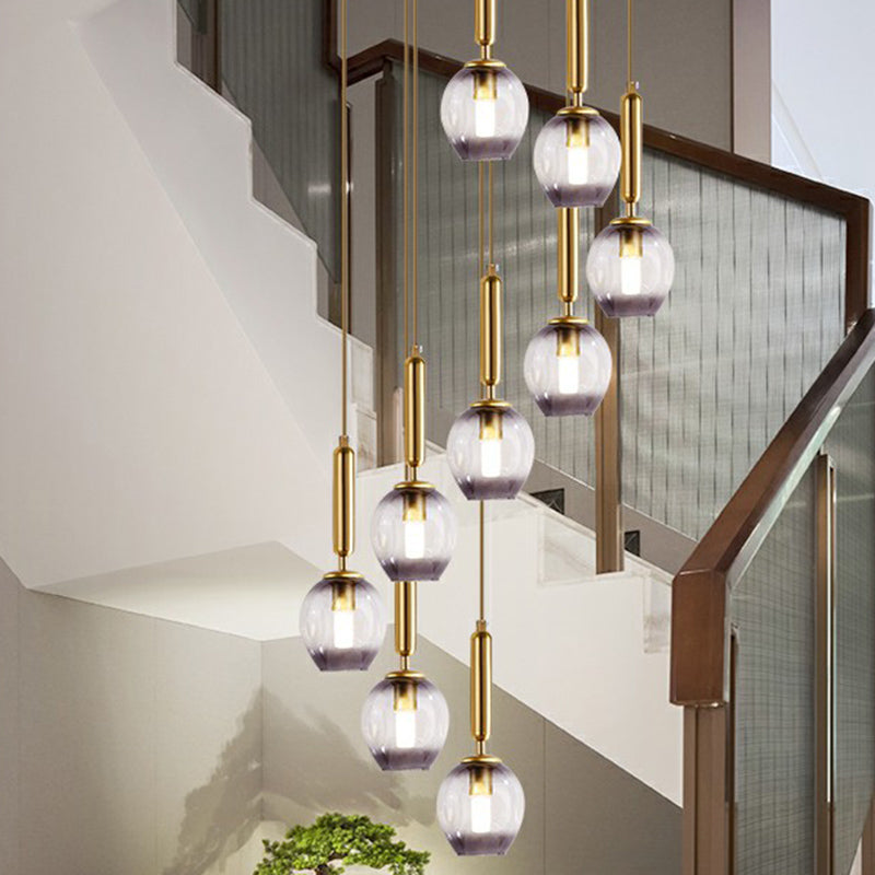 Modern Ombre Glass Ceiling Light Pendant For Living Room - Multi-Shaped And Stylish Suspension