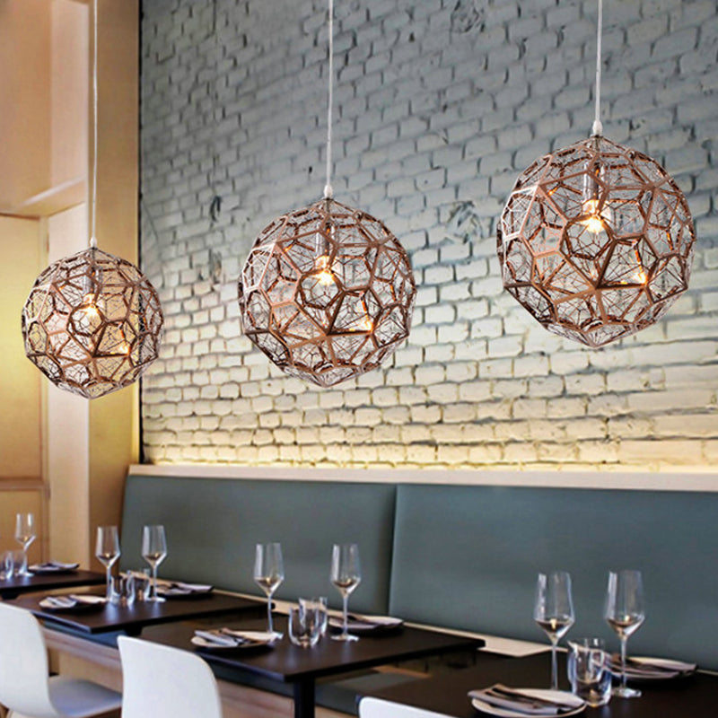 12’/16’/19.5’W Faceted Globe Pendant Light In Contemporary Rose Gold Finish