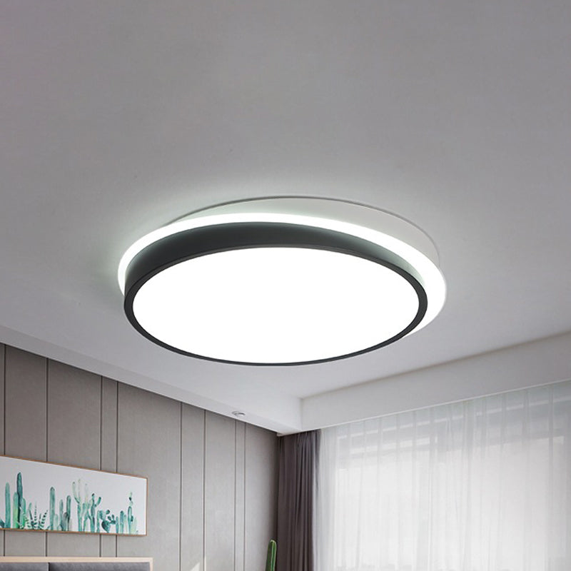 18’/23.5’ Dia Black Led Flush Mount Ceiling Light - Simple Metal Design With Acrylic Diffuser