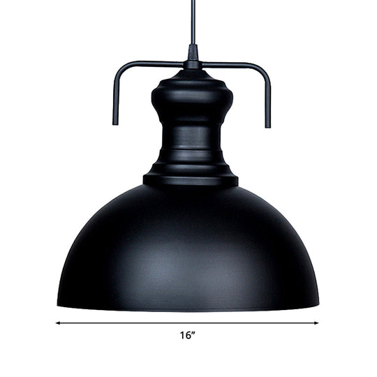 13’/16’ Warehouse Dome Hanging Ceiling Light - Metal Pendant In Black For Dining Room