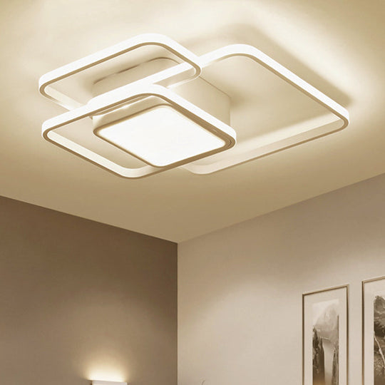 Modern Led Acrylic Ceiling Light - Square And Block Design 18’/21.5’/25.5’ Wide Flush Mount