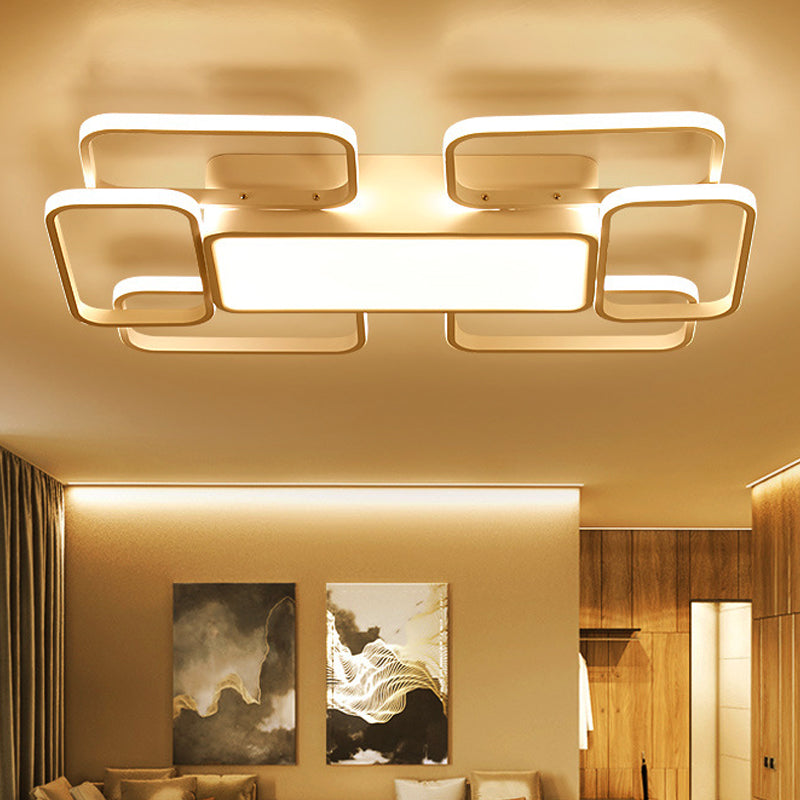 Modern Led Acrylic Ceiling Light - Square And Block Design 18/21.5/25.5 Wide Flush Mount