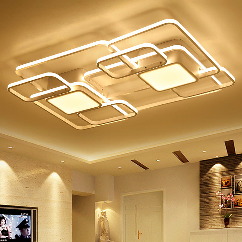 Modern Led Acrylic Ceiling Light - Square And Block Design 18’/21.5’/25.5’ Wide Flush Mount