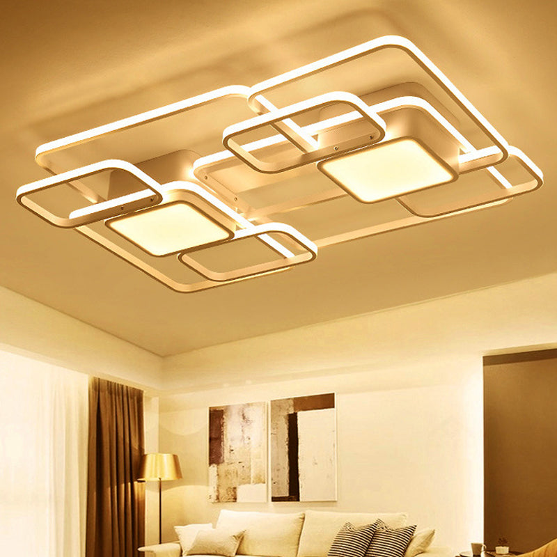 Modern Led Acrylic Ceiling Light - Square And Block Design 18/21.5/25.5 Wide Flush Mount