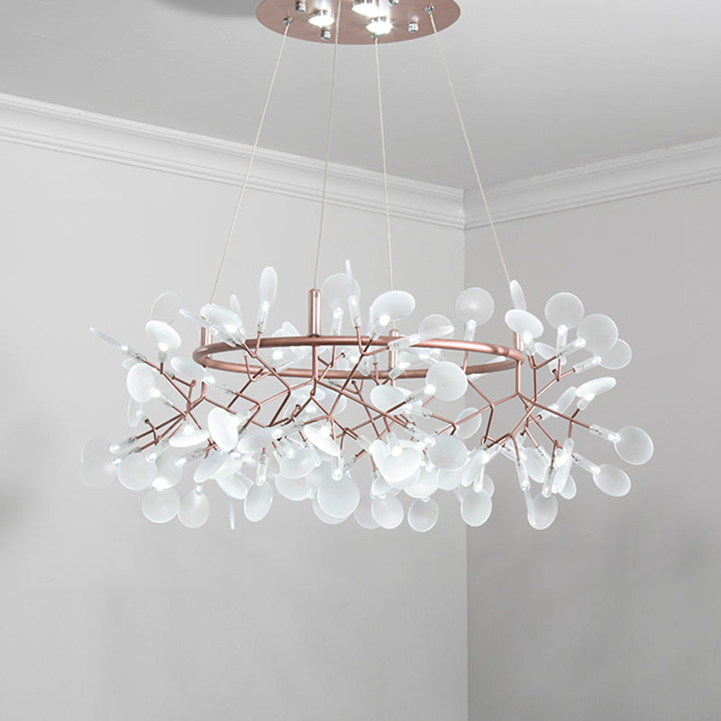 Bronze Acrylic Led Pendant Light: Designer Heracleum Chandelier For Living Room 108 / White