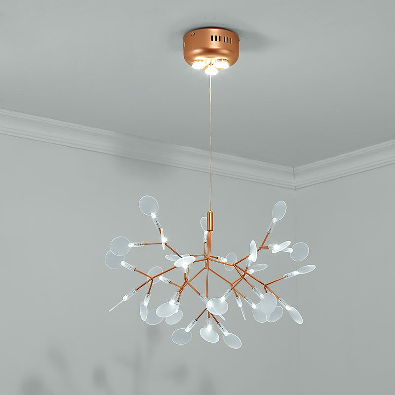 Bronze Acrylic Led Pendant Light: Designer Heracleum Chandelier For Living Room 30 / White
