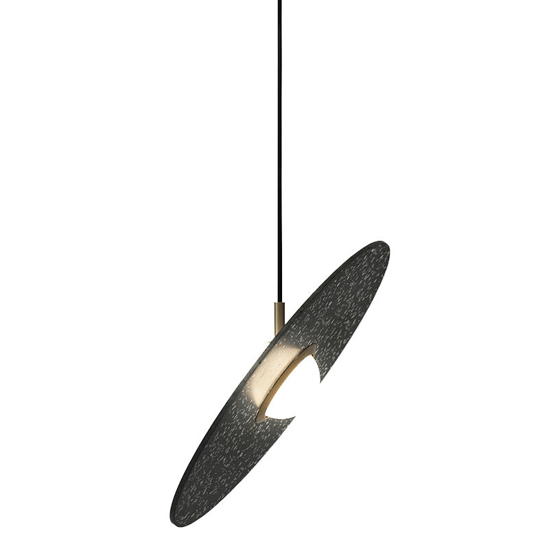 Terrazzo Disc Single-Bulb Pendant Light: Minimalistic Ceiling Suspension For Table