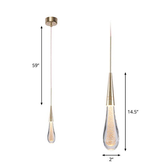 Clear Crystal Glass Suspension Pendant Light In Gold - Decorative Waterdrop Design Perfect For