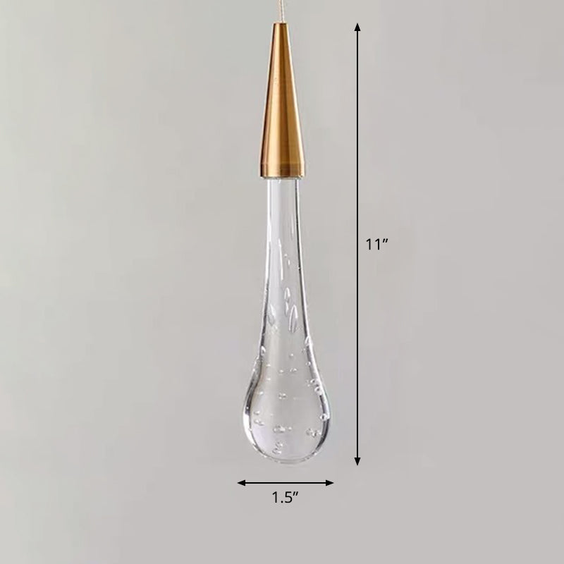 Clear Crystal Glass Suspension Pendant Light In Gold - Decorative Waterdrop Design Perfect For