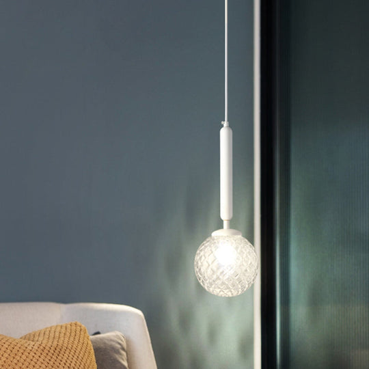 Simple Style Glass Ball Pendant Lamp For Bedroom - 1-Light Suspension Lighting