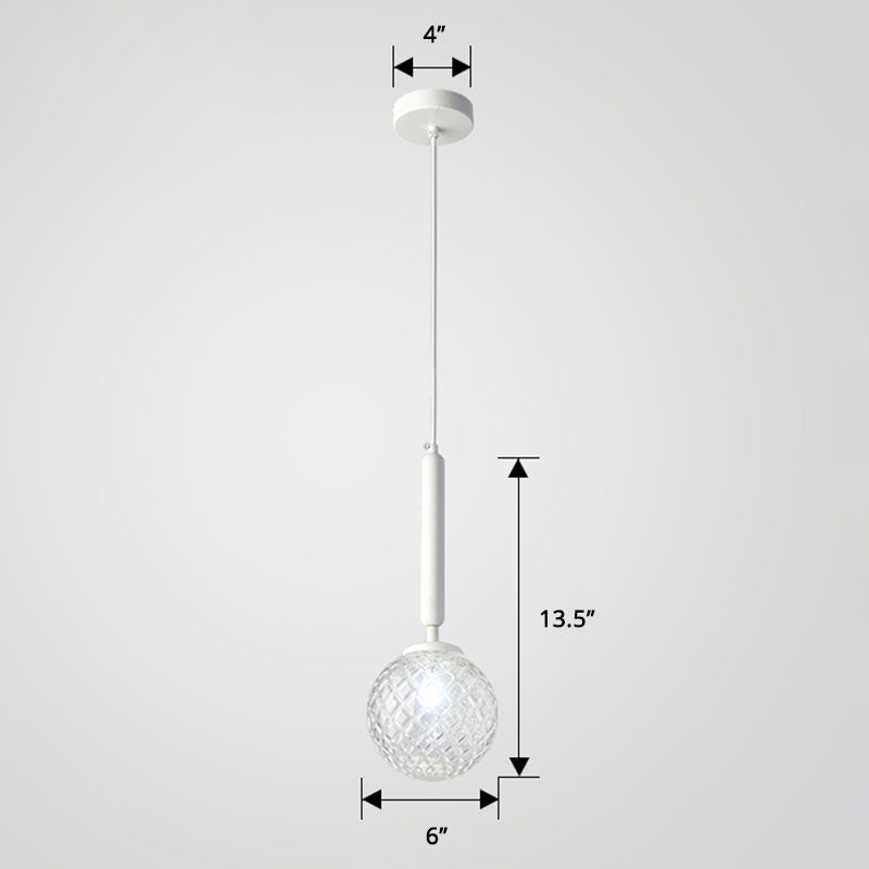 Simple Style Glass Ball Pendant Lamp For Bedroom - 1-Light Suspension Lighting