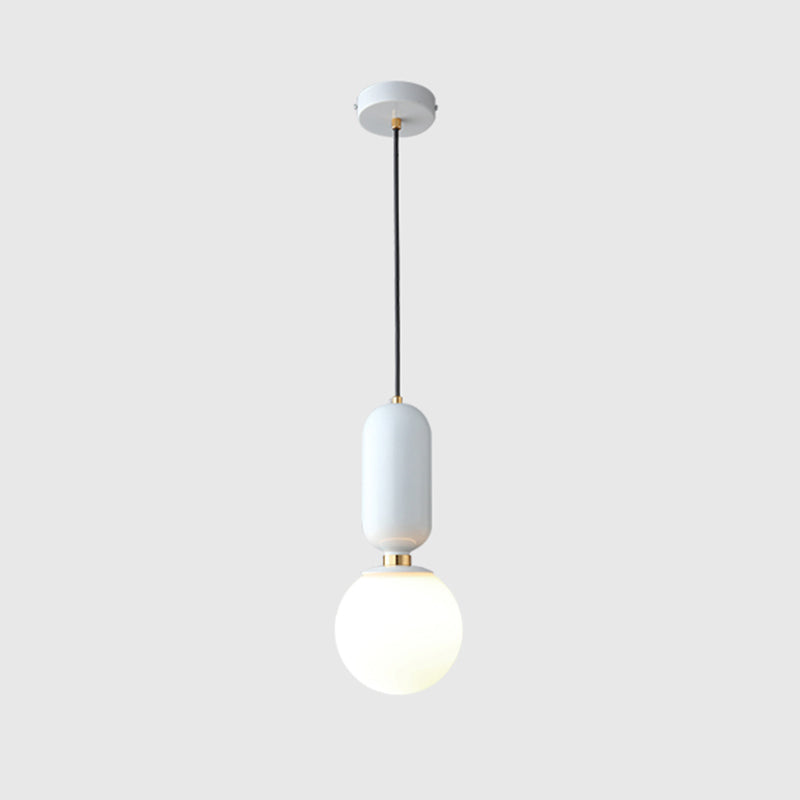 Milky Glass Ball Pendant Lamp - Simplicity 1-Bulb Lighting Fixture For Living Room White / 6.5