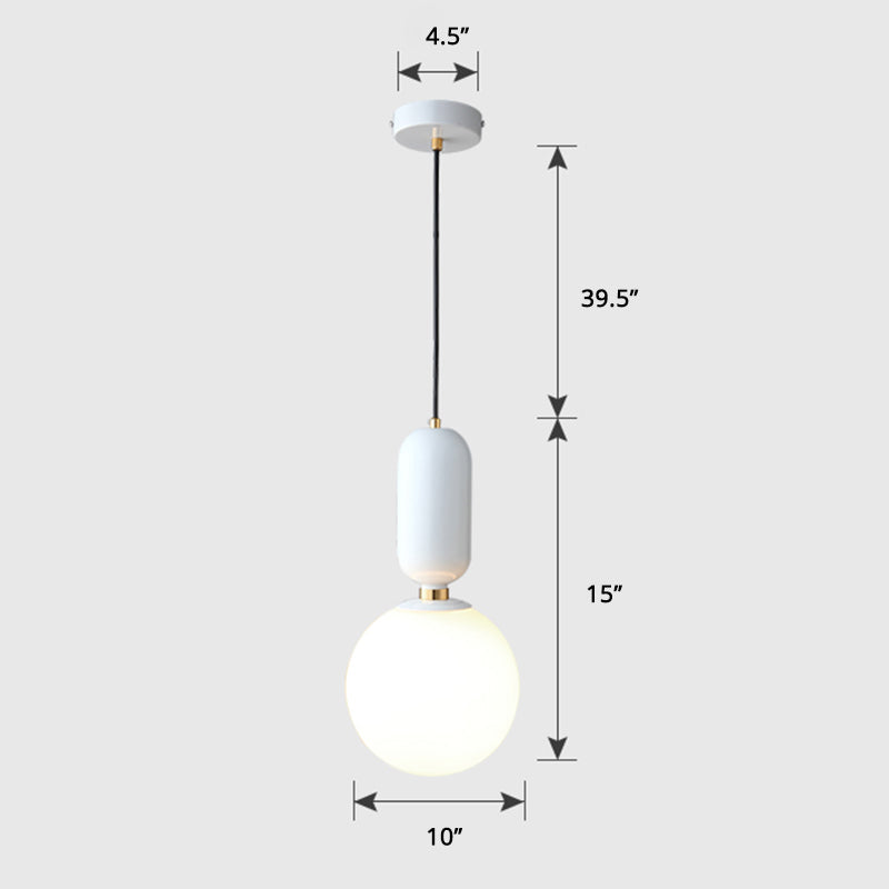 Milky Glass Ball Pendant Lamp - Simplicity 1-Bulb Lighting Fixture For Living Room