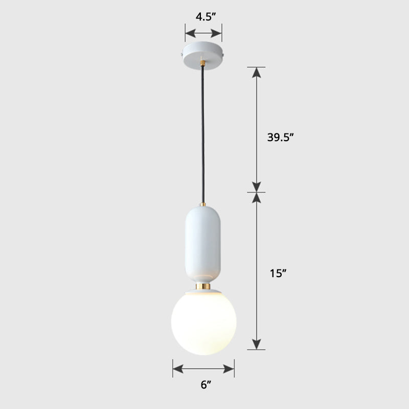 Milky Glass Ball Pendant Lamp - Simplicity 1-Bulb Lighting Fixture For Living Room