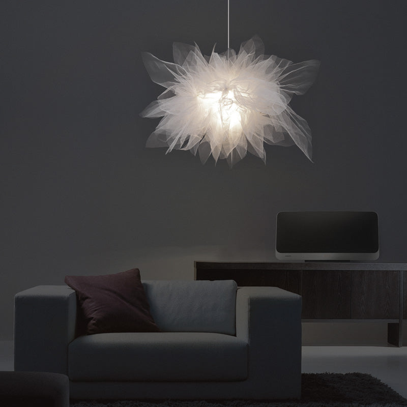 Nordic Floral Tulle Pendant Light Fixture - Stylish 1-Light Lamp For Living Room