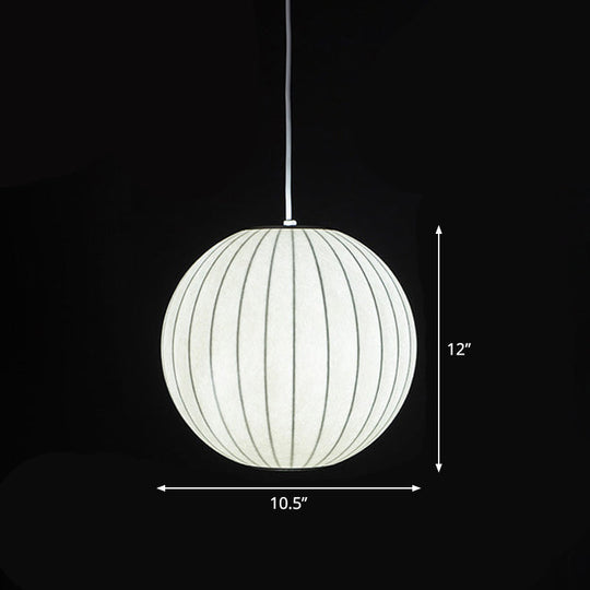 Japanese Style White Lantern Pendant - Single Silk Hanging Lamp Fixture