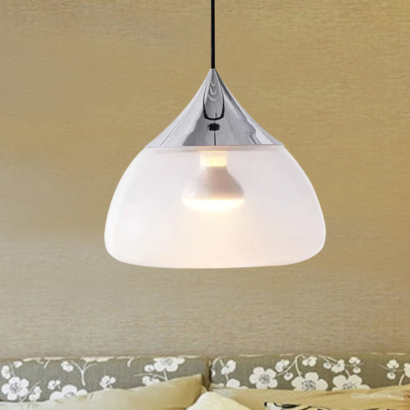 Modern Glass Pendant Light - Stout 1-Light Chrome/Gold/Rose Gold Hanging Design Chrome