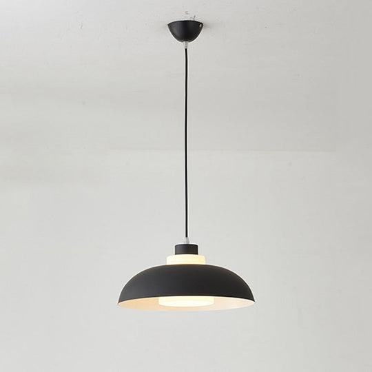 Macaron Single-Bulb Aluminum Ceiling Pendant Light With Acrylic Shade Black / 14’