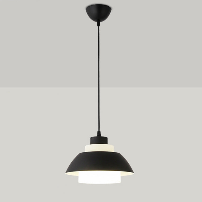 Macaron Aluminum Pendant Lamp: Stylish Single-Bulb Ceiling Hang Light With Acrylic Shade Black / 9