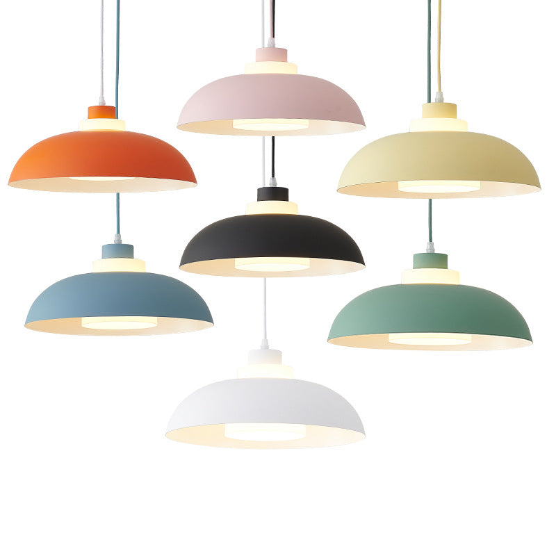 Macaron Aluminum Pendant Lamp: Stylish Single-Bulb Ceiling Hang Light With Acrylic Shade