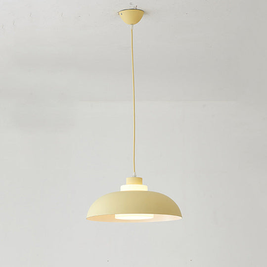 Macaron Aluminum Pendant Lamp: Stylish Single-Bulb Ceiling Hang Light With Acrylic Shade Yellow / 14