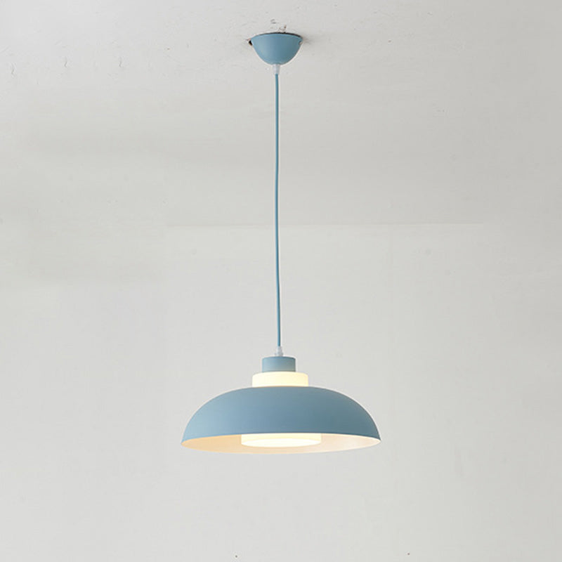 Macaron Aluminum Pendant Lamp: Stylish Single-Bulb Ceiling Hang Light With Acrylic Shade Blue / 14