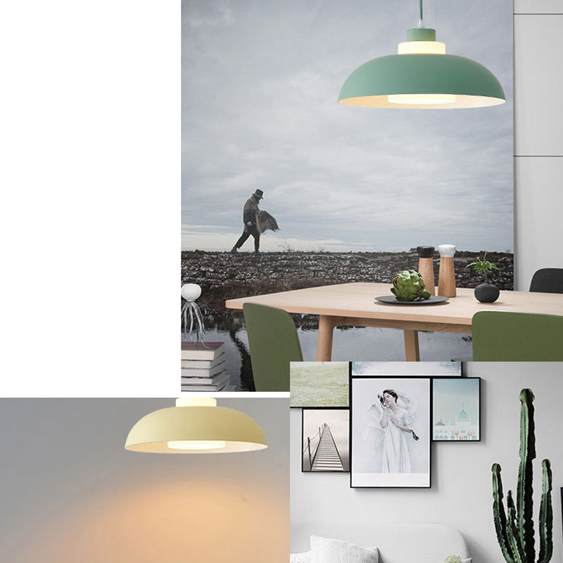 Macaron Single-Bulb Aluminum Ceiling Pendant Light With Acrylic Shade