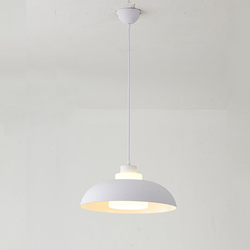 Macaron Single-Bulb Aluminum Ceiling Pendant Light With Acrylic Shade White / 17.5’
