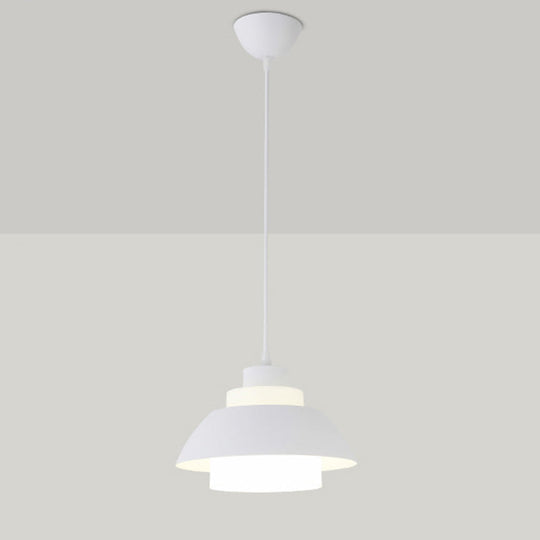 Macaron Single-Bulb Aluminum Ceiling Pendant Light With Acrylic Shade White / 9’
