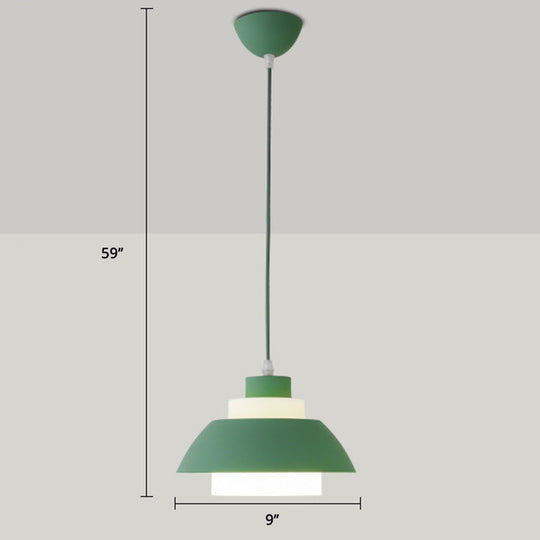 Macaron Aluminum Pendant Lamp: Stylish Single-Bulb Ceiling Hang Light With Acrylic Shade