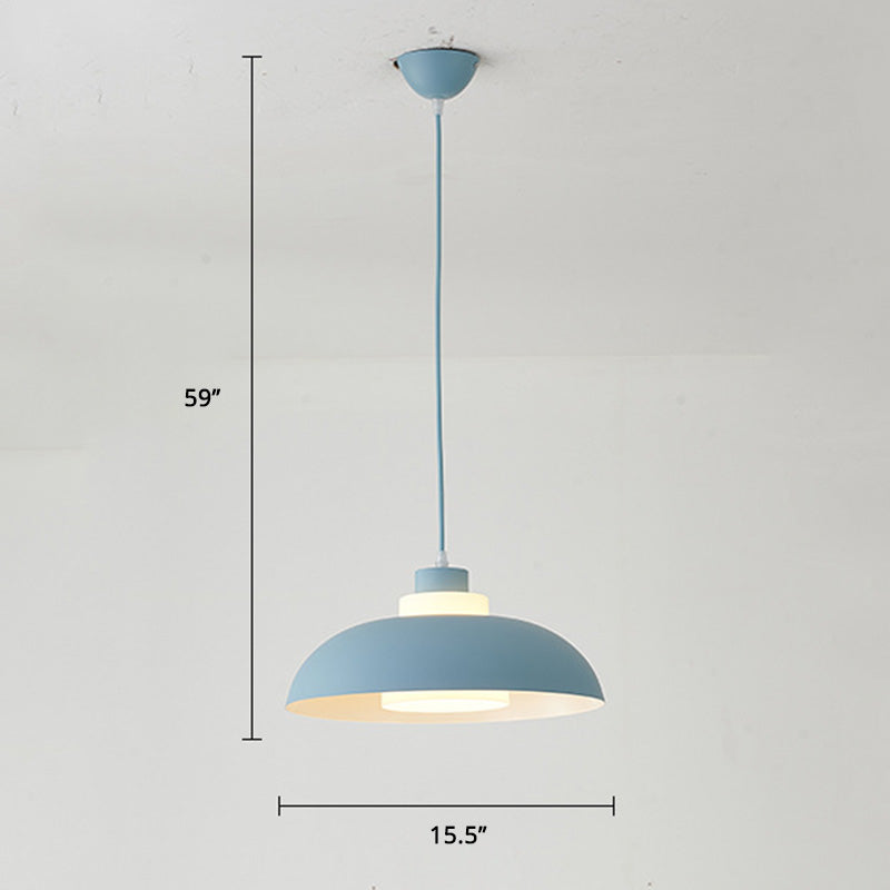 Macaron Single-Bulb Aluminum Ceiling Pendant Light With Acrylic Shade